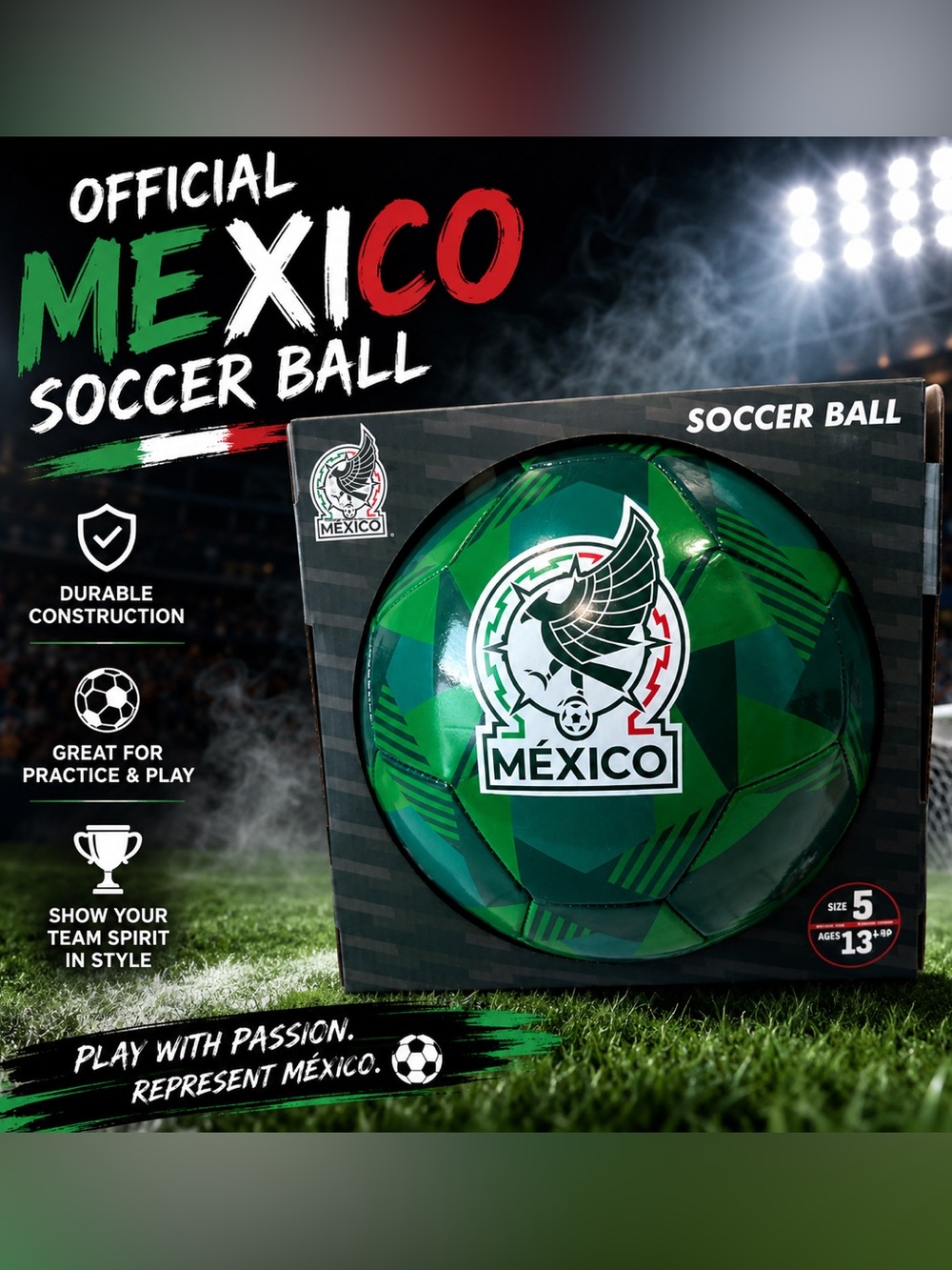Icon Sports Official Licensed FMF Mexico Team Soccer Ball Size 5 – NIB